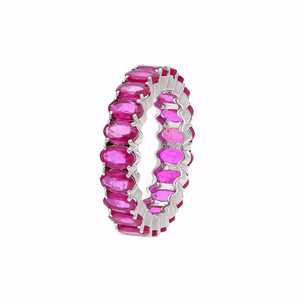 แหวนรูบี้อีเทอร์นิตี้แบนด์ แหวนประจำเดือนเกิดเดือนกรกฎาคม เงินแท้ 925 เครื่องประดับหรูหราสำหรับผู้หญิง ของขวัญแต่งงาน ทำด้วยมือ สวยสง่า - Product Image 5