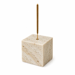Porte-encens minimaliste en marbre blanc, brûleur d'agarbatti carré en pierre, accessoire de décoration de table moderne - Product Image 6