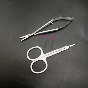 Herramientas de belleza profesional de calidad superior al por mayor, juego de pinzas para cejas inclinadas hechas a mano de acero inoxidable, tijeras de Color blanco - Product Image 6