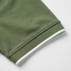 Polo de Punto de Manga Corta Color Verde Oliva para Hombre con Diseño de Cierre y Estampado Geométrico, Transpirable, Corte Regular, Estilo Golf - Product Image 6