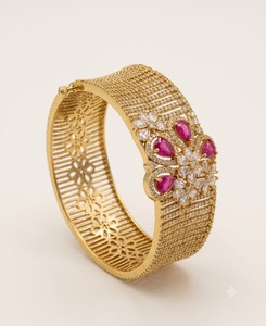 Handcrafted Flower Designer Micro Pave American Diamond Work <b>Bracelets</b> <b>For</b> <b>Women</b> Traditional Ethnic Wedding <b>Bracelets</b> Wholesaler - Product Image 1