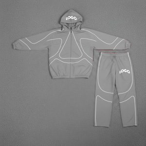 New Arrival Custom Logo 2-Piece Jogging Set <b>Reflective</b> Windbreaker <b>Jacket</b> Tracksuit for Men Winter Streetwear Sweat Suits - Product Image 2