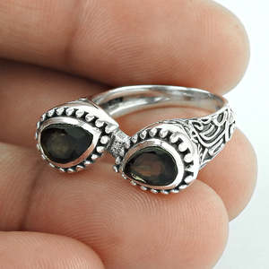 Plush Pear Shape Smoky <b>Quartz</b> Gemstone <b>Ring</b> Made From 925 Sterling Silver Handcrafted From Boho Jewelry At Wholesale Price - Product Image 1