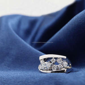 IGI/GIA Lab Grown Vintage 14K oro blanco boda/compromiso Unisex anillo corte diamante aniversario fiesta regalo con pera corte diamante - Product Image 1