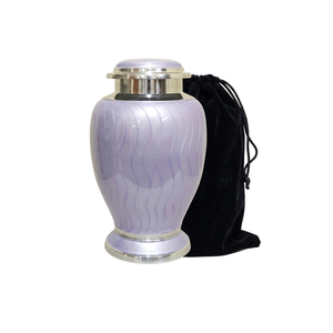 Urna Funeraria de Aluminio Esmaltado con Tapa Roscada Segura y Diseño Único con Patrón de Ondas |   Urna Funeraria Resistente para Cenizas Humanas de Adultos - Product Image 1