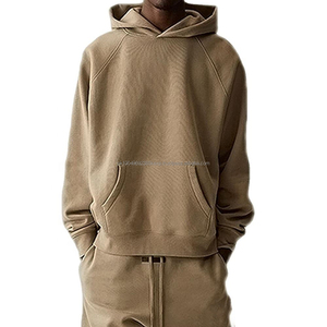 Sweat à capuche surdimensionné en éponge française 100% coton pour hommes brodé sans ficelles, blanc d'hiver épais et lourd. - Product Image 1