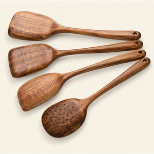 Juego de utensilios de cocina de madera de acacia premium, 5 piezas, cucharas de madera para cocinar, juego de utensilios de cocina antiadherentes con logotipo personalizado - Product Image 3