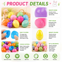 48 pièces de jouets en plastique en forme d'œuf de Pâques, best-seller transfrontalier, 4x6 cm, petits œufs surprise