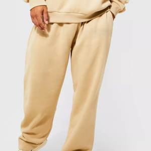 Ensemble de survêtement beige à capuche pour homme avec logo personnalisé, manches longues, couleur unie, coupe décontractée, sweat-shirt et pantalon en coton, tenue d'automne - Product Image 3