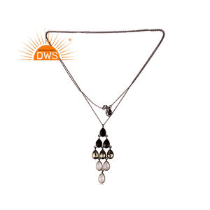 Fabricant de bijoux, collier pendentif en argent sterling naturel multi-pierres, design artisanal dernier cri - Product Image 3