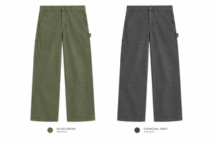 Pantalones Cargo de Algodón Tejido Estampado de Lavado Claro Premium para Hombre - Product Image 3