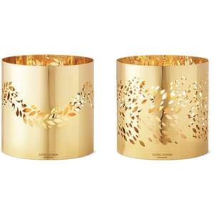 Portavelas Moderno de Metal Chapado en Oro para Velas de Té |   Portavelas con Diseño de Hoja Geométrica, Estilo Nórdico, Acabado en Latón, para Hotel - Product Image 1