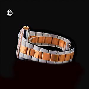 Montre de luxe analogique bicolore en acier inoxydable style hip-hop, avec lunette en moissanite, verre cristal, date, mouvement ETA 20 mm - Product Image 3