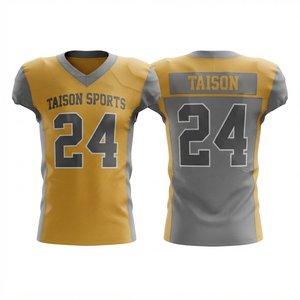 Maillot de football américain pour homme TAISON SPORTS, polyester respirant de qualité supérieure 180 GSM, séchage rapide, manches courtes, rayures, logo personnalisé, nom - Product Image 1