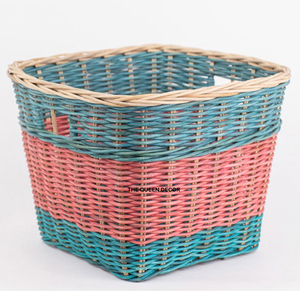Creative Rattan <b>Basket</b> Hand Crafted Sets Of 2 <b>Storage</b> Home Organization Made Of Rattan Geometric Shape - Product Image 6