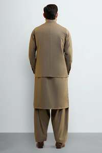 Salwar Kameez Traditionnel pour Hommes avec Gilet en Coton Lavable, Longueur Cheville, Coupe Classique, Tenue de Mariage Style Inde Pakistan - Product Image 5