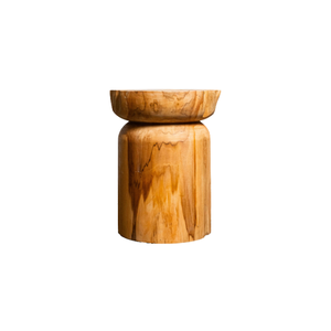 Taburete Cilíndrico Rústico de Teca Natural - Muebles de Madera Maciza Hechos a Mano para Apartamentos, Almacenes y Hoteles por ARTERRA - Product Image 2