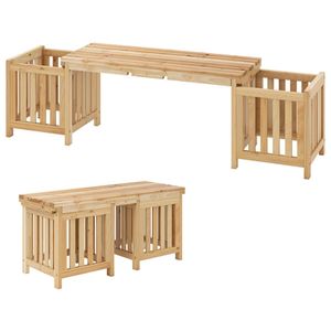 Panca da Esterno 2-in-1 in Legno di Abete con 2 Fioriere per Giardino e Prato - Ideale per Hotel, Parchi o Soggiorni - Product Image 2