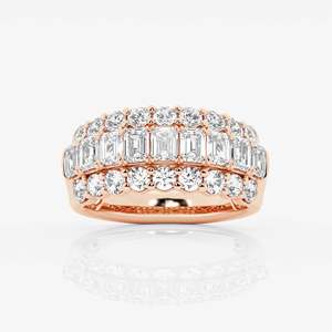 Women's 14K Gold Diamond Eternity Band Ring Channel Setting Baguette Cut Luxury Wedding Jewelry Rhodium Plated - Product Image 2