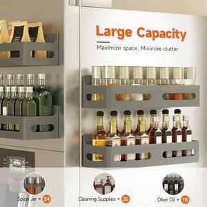 4 Pack Strong Magnetic Spice Rack for Refrigerator Multipurpose 4-Hook <b>Shelf</b> Organizer for <b>Kitchen</b> & Bathroom - Product Image 3
