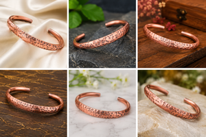 Bracelet jonc épais en cuivre pur, chaîne entrelacée, style antique oxydé, bijou torique à extrémité cubique - Product Image 5