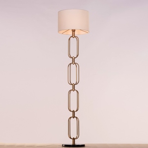 Lámpara de pie moderna de mármol dorado con cadena, luz de pie de lujo con pantalla de tambor, elegante lámpara de pilar, interior minimalista - Product Image 1