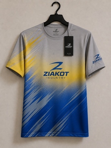 ZIAKOT industry Nouveau design T-shirt de performance pour homme, gris jaune-royal dégradé, personnalisé et tendance - Product Image 1