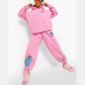 Sudadera personalizada para mujer con pantalones de chándal Conjuntos de 2 piezas Color y diseño Nuevo conjunto de joggers de gran tamaño con logotipo personalizado para mujer - Product Image 1