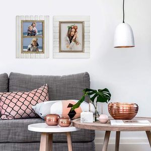 Cadre photo blanc rustique sculpté en bois de manguier artisanal avec couvercle en verre dessus de table monté au laser Logo gravé décor à la maison - Product Image 6