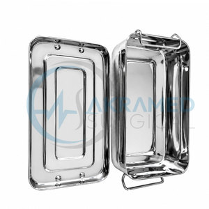 Plateau de Stérilisation en Acier Inoxydable Certifié CE ISO avec Couvercle 8x4x2 pour Instruments Médicaux, Chirurgicaux et de Piercing Corporel - Product Image 3