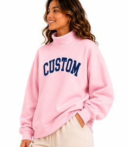 Sweat-shirt oversize en molleton imprimé à col montant en coton doux pour femme avec logo personnalisé, style streetwear, prix abordable, OEM - Product Image 4