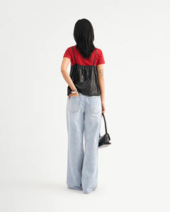 High Quality Women's Casual PU Leather <b>V</b>-<b>neck</b> Nonwoven <b>Cami</b> Tank <b>Top</b> Solid Pattern Regular Fit Breathable Routine Vietnam Back - Product Image 4