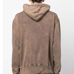 Sudadera con capucha personalizada con doble cremallera, lavada al ácido, de alta calidad, 100% algodón, forro polar francés, sudaderas cortas lisas para hombre. - Product Image 4