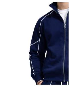 Ensemble de survêtement bleu marine pour homme, veste zippée intégrale et pantalon de jogging, sport, streetwear, molleton personnalisé, tenue d'entraînement - Product Image 5