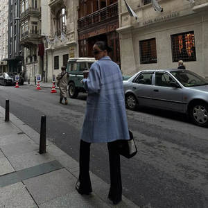 Manteau long pour femme, style tendance, tissu en toile, doublure en coton, respirant, saison froide d'hiver - Product Image 5