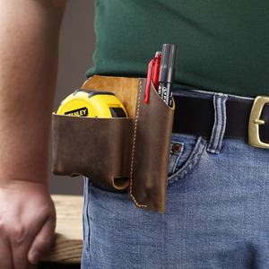 Porte-mètre en cuir de qualité supérieure, pochette durable pour ceinture à outils, idéal pour charpentiers, électriciens, ateliers, travaux de construction, équipement de travail OEM à vendre - Product Image 5