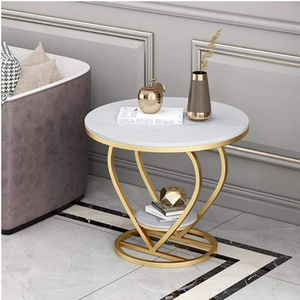 Mesa de Centro de Mármol con Base de Metal Sólido, Mueble Elegante para Sala de Estar y Oficina - Product Image 1