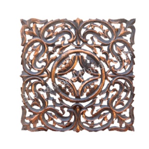 Fournisseur en gros de panneau mural décoratif en bois MDF de forme carrée Panneau mural en bois sculpté à la main pour la décoration de la chambre - Product Image 2