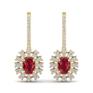 Pendientes Largos Colgantes REYES Personalizados en Oro de 14K con Rubí Rojo de 0.73 Quilates para Mujer, Certificados por IGI, Joyería de Regalo con Diamantes - Product Image 2