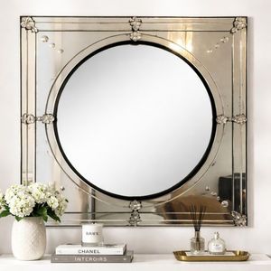 Miroir mural décoratif classique de style baroque vénitien |   Miroir d'appoint en verre avec cadre sculpté orné vintage pour l'intérieur de maisons de luxe - Product Image 2