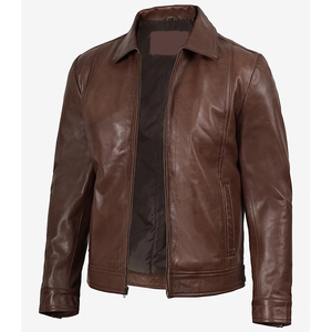 2026 OEM Hot Selling Brown Cowhide Leather <b>Jacket</b> For Men's Zipper Pockets 100%High Quality Low MOQ Winter Fashion <b>Heated</b> <b>Jacket</b> - Product Image 5