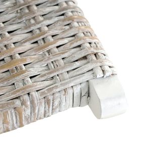 In legno massello di mogano naturale e Kubu Rattan bianco sedia rilassante per soggiorno - Product Image 5