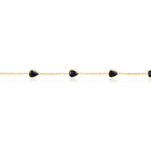 Best Selling Products Minimalist Dainty Blue Sapphire Station Chain Bracelet For Daily Wear <b>Solid</b> K14 Yellow <b>Gold</b> Gift For Her - Product Image 3