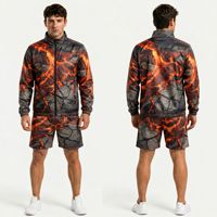 Conjunto Corto Impermeable con Estampado de Camuflaje en Tonos Tierra, Chaqueta Cortavientos Táctica para Hombre, Traje Deportivo de Poliéster Resistente al Viento para Senderismo al Aire Libre