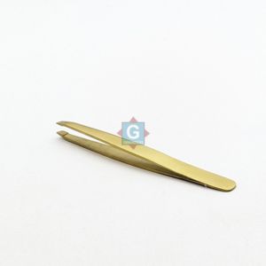 Pinzas para Cejas Chapadas en Oro con Punta Inclinada, Estilo Clásico, Duraderas, Ligeras, para Uso Profesional - Product Image 2