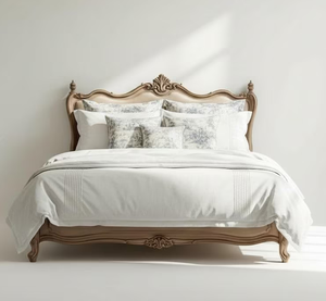 Cama de Madera Sólida y Elegante con Tallados a Mano y Acabado Excelente, Duradera y con Estilo para Juego de Dormitorio y Muebles para el Hogar - Product Image 4