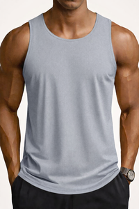 Débardeur de sport en polyester pour garçon et homme, sans manches, anti-boulochage, pour la musculation, le fitness et la course à pied - Product Image 2