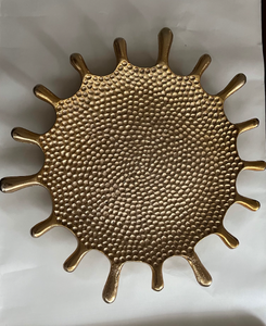 Matte golden plated metal serving tray for elite dining home use catering hospitality event or table centerpiece tray - Product Image 3