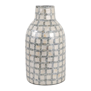 Vase élégant en nacre tressée avec incrustation de capiz, décoratif, en forme de bouteille, pour la décoration intérieure du salon, de la chambre et de la maison. - Product Image 2