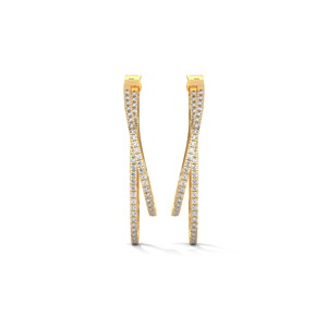 Boucles d'oreilles créoles torsadées couleur or avec diamants synthétiques pour femme, idéales pour anniversaire, mariage, fête - Product Image 1